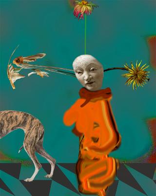 Dorothea with Whippet by Barbara Kendrick